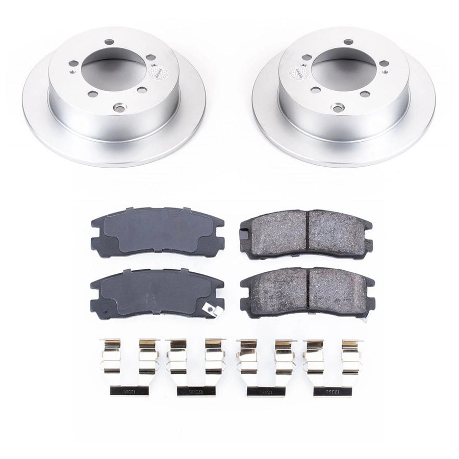 Power Stop Coated Brake Rotor & CRK1203 Ceramic Brake Pads- rear For Chrysler Sebring, Dodge Avenger, Dodge Stratus, Eagle Talon, Mitsubishi Eclipse, Mitsubishi Galant [Model Specific]