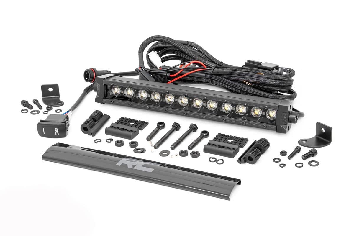 Black Series Rough Country 12" Single Row LED Light Bar | White DRL - 70712BLDRL
