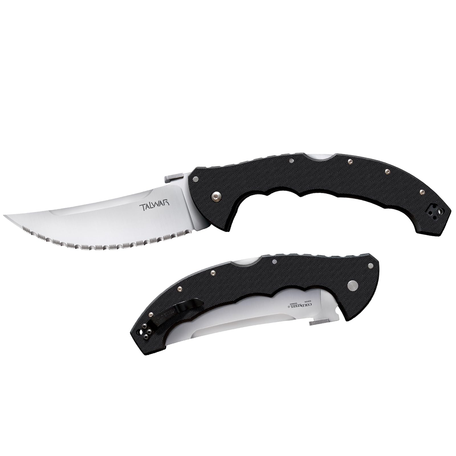 Cold Steel 5.5" Talwar S35VN Steel Ultra-Sharp Serrated Blade 7.375" G10 Handle Tactical Pocket Folding Knife with Tri-Ad Locking Mechanism,Multi Color