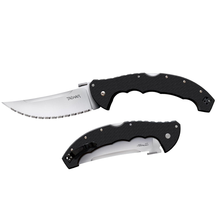 Cold Steel 5.5" Talwar S35VN Steel Ultra-Sharp Serrated Blade 7.375" G10 Handle Tactical Pocket Folding Knife with Tri-Ad Locking Mechanism,Multi Color