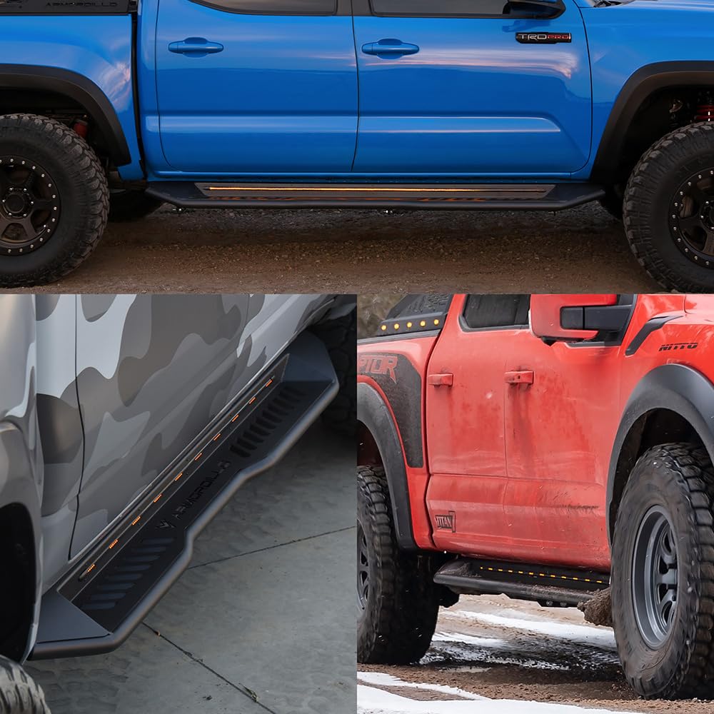 FX Sequential LED Armordillo Running Boards Steps Compatible with 2010-2023 Toyota 4Runner|8723548|Matte Black|Lighted Side Step Bars|