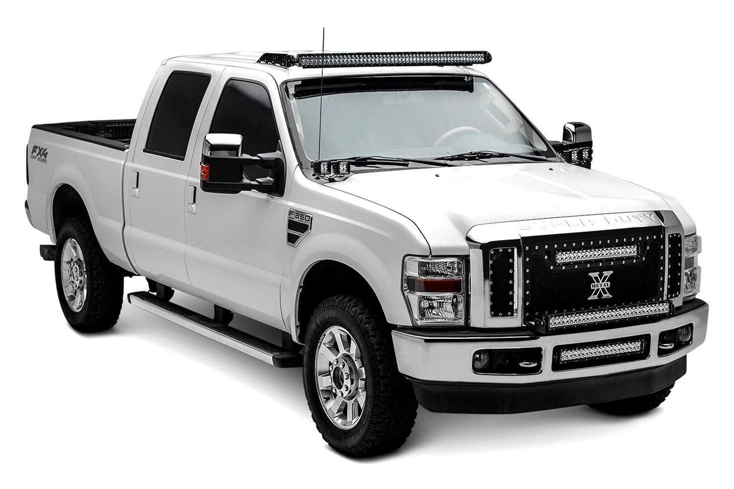 ZROADZ LED Bar Kit Front Roof Mounted - Compatible w/ 1999-2016 ALL Ford F-250, F-350, F-450, F-550 Complete Kit with Mounting Brackets, 52" Curved Zroadz Led bar & Wiring Harness- PN #Z335461-KIT-C