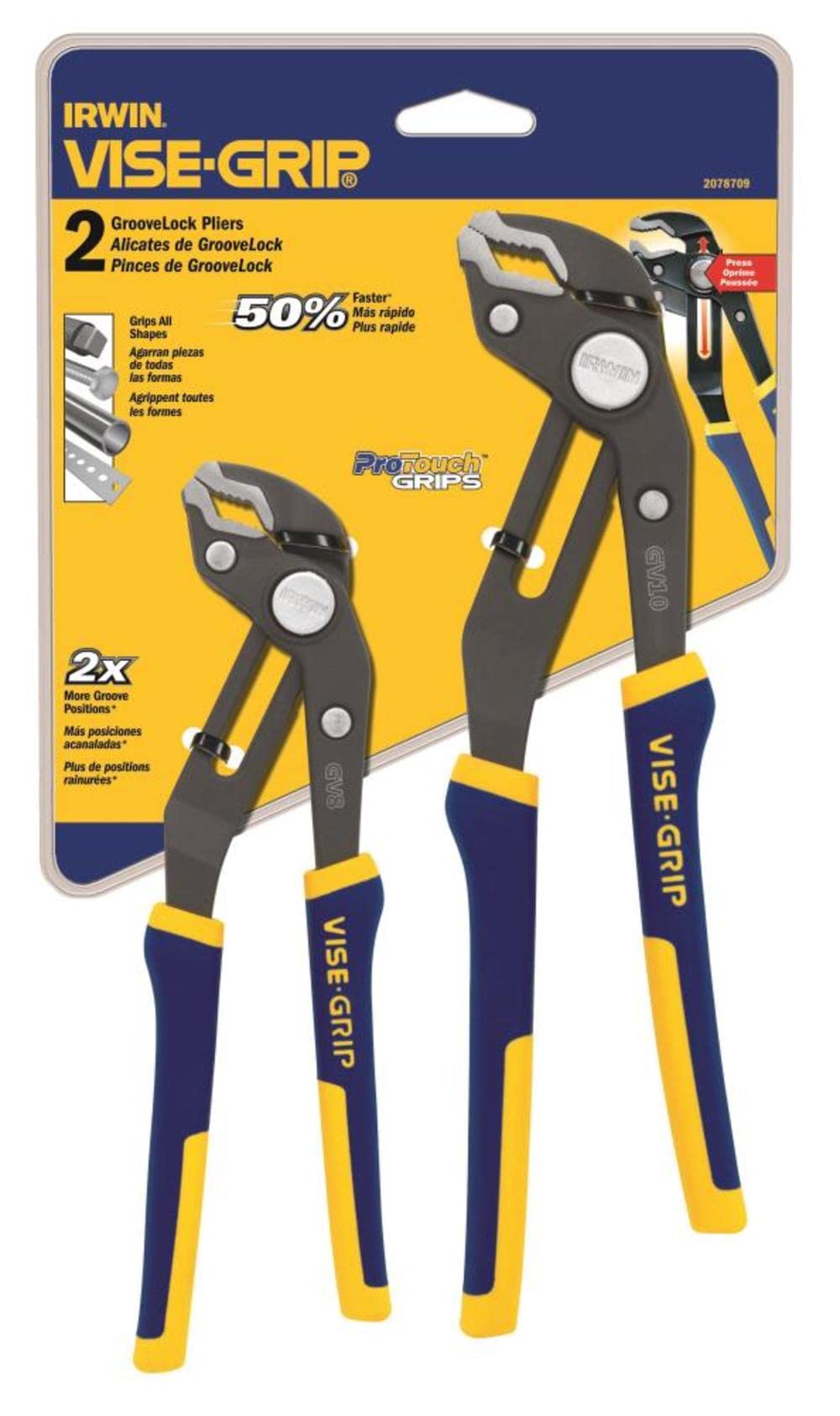 GrooveLock IRWIN Tools VISE-GRIP Pliers Set, V-Jaw, 2 Piece, 2078709