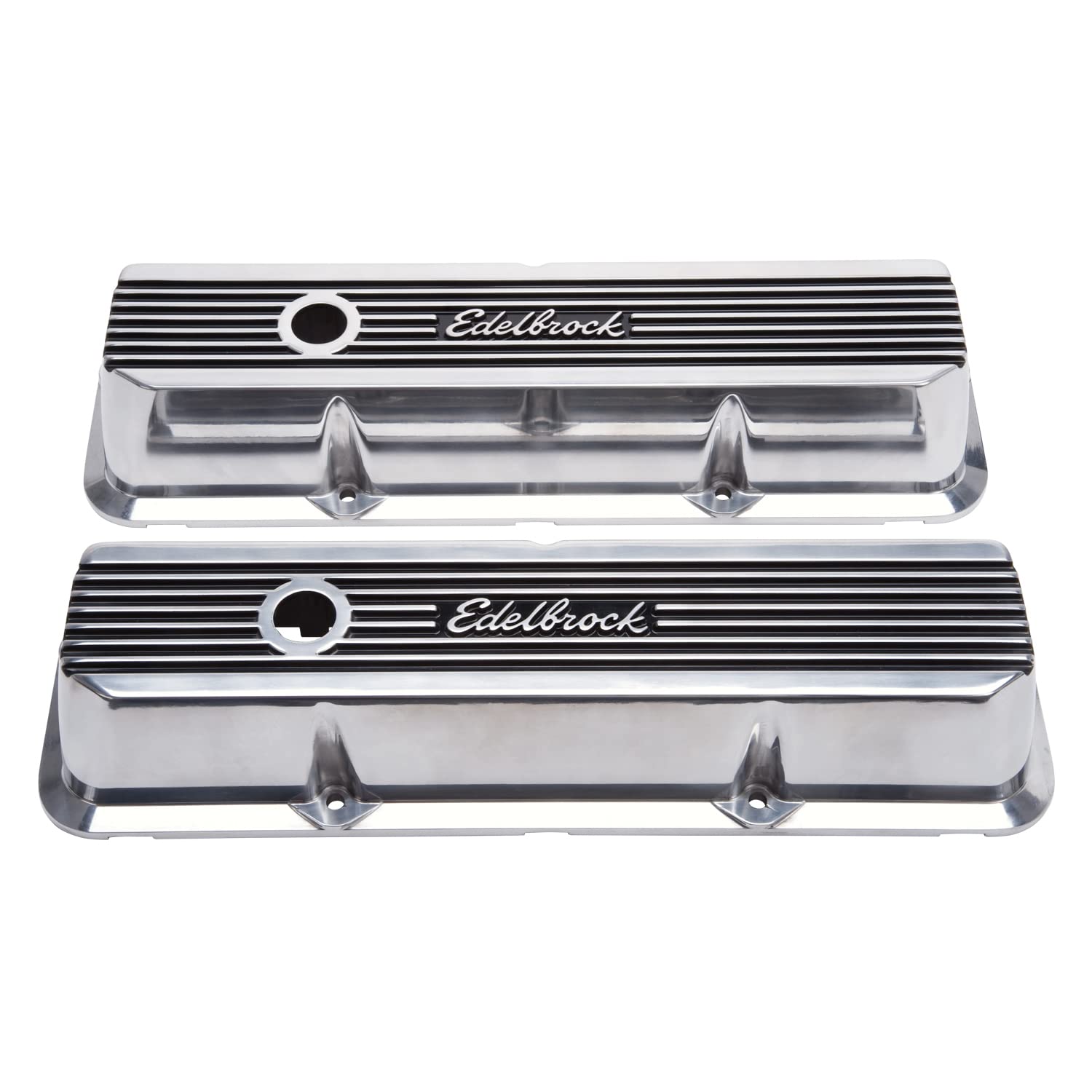 Elite II Series Edelbrock Valve Cover Polished Raised Fins 3.55 in. Overall Height