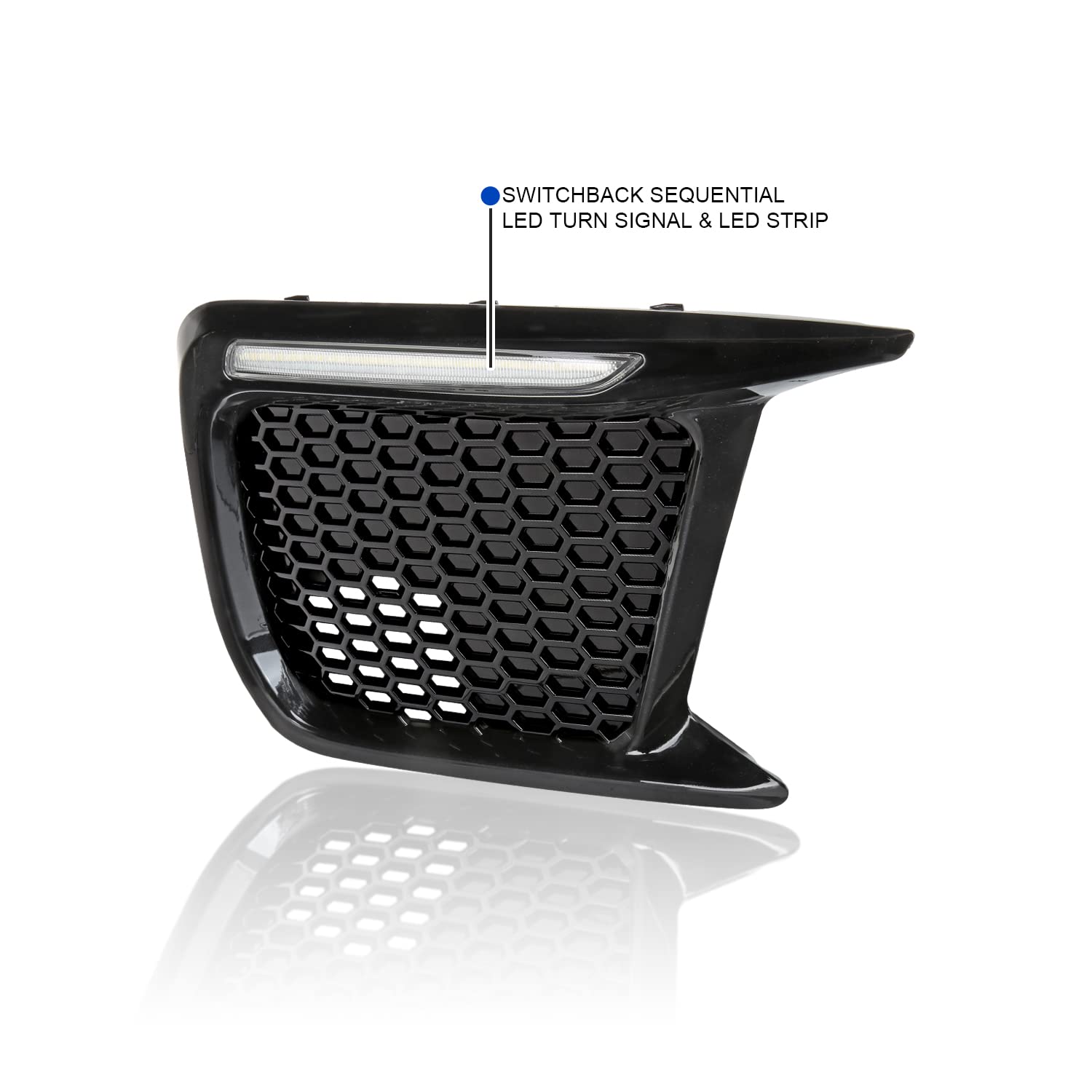 Switchback Sequential LED DRL Fog Light Mesh Cover Spec-D Tuning Compatible with Subaru WRX STI 2018-2021