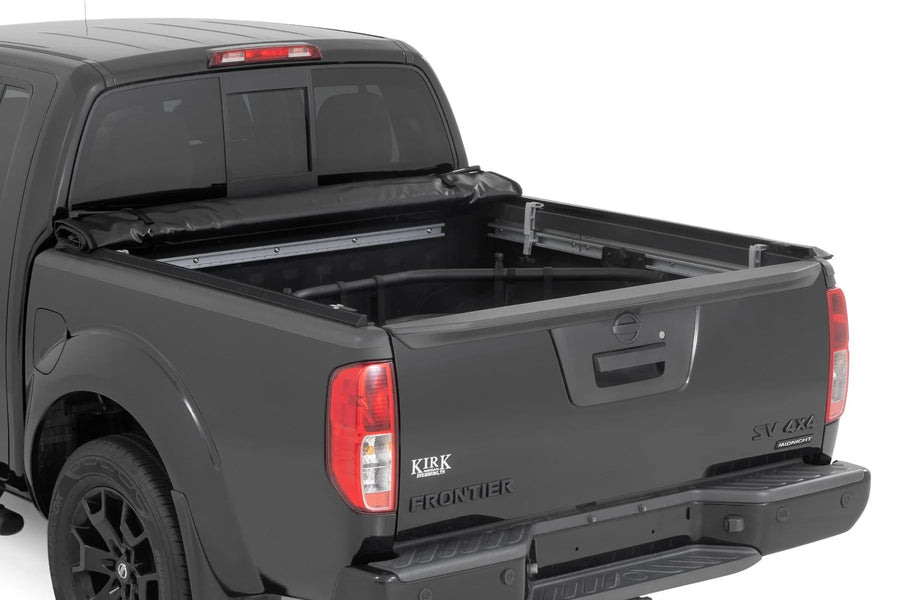 Soft Roll Up Truck Bed Tonneau Cover Rough Country for Nissan Frontier (2005-2021) - Fits 5' (60") Bed, Weather-Resistant, Roll Up Bed Cover