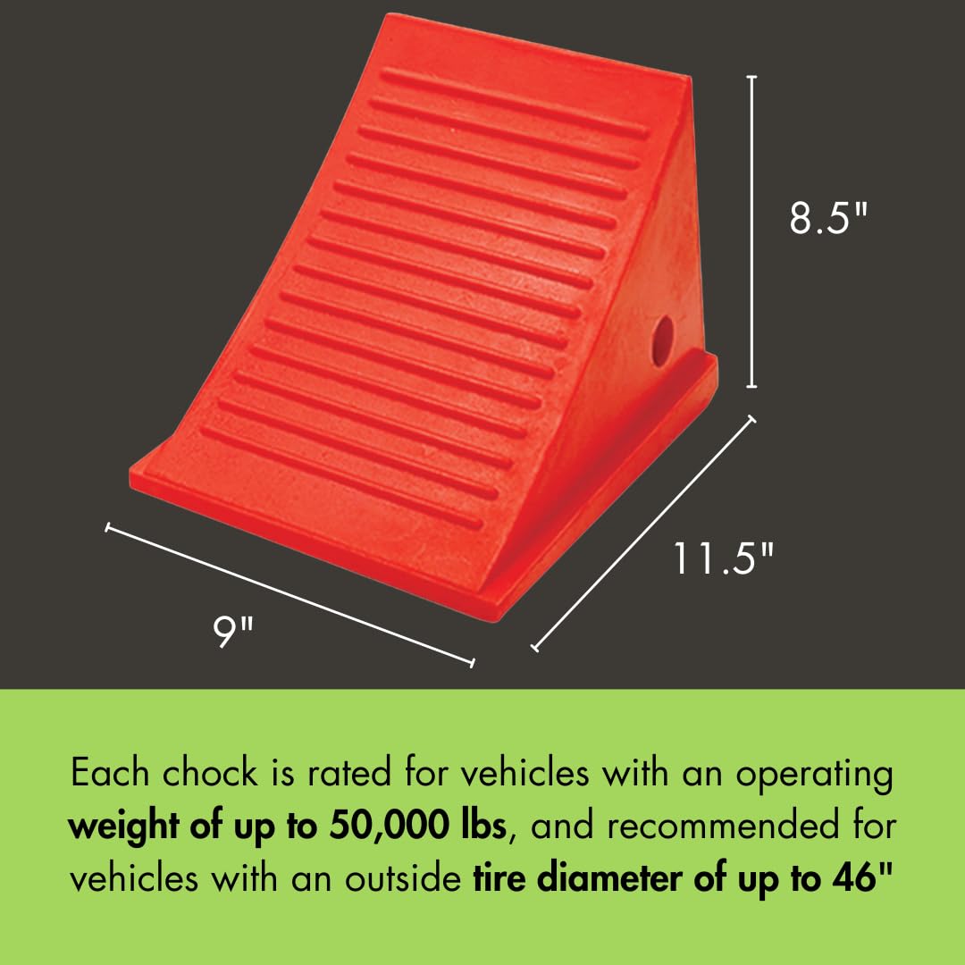 One Checkers Large Wheel Chock for 32-46" Tires, Heavy Duty Wheel Chocks for Semi Trucks, Utility, Tractor Trailer, 50k lb Load Capacity, Made in The USA, Polyurethane, UC1500-4.5