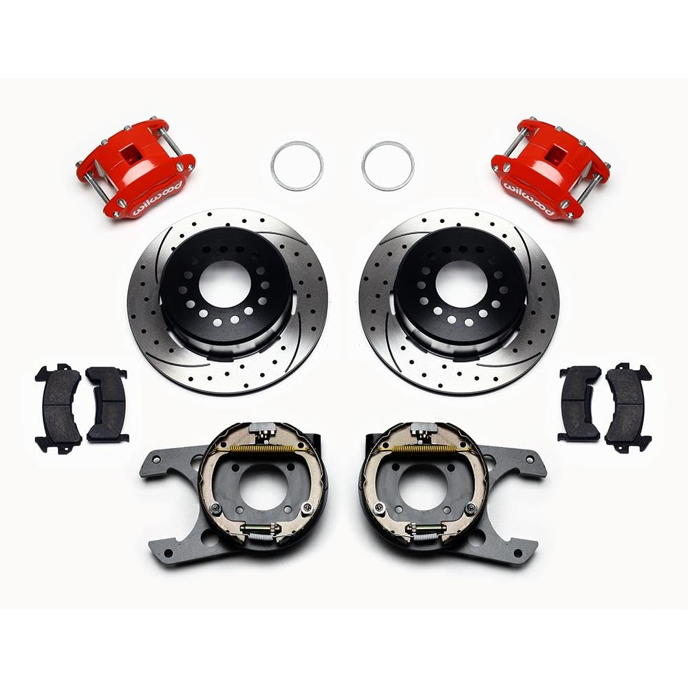 WILWOOD D154 P/S P-B Kit, Drilled-Red 12 Bolt, 2.75" offset, Staggered Shock 140-12570-DR