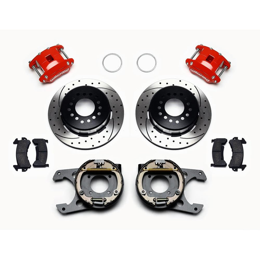 WILWOOD D154 P/S P-B Kit, Drilled-Red 12 Bolt, 2.75" offset, Staggered Shock 140-12570-DR