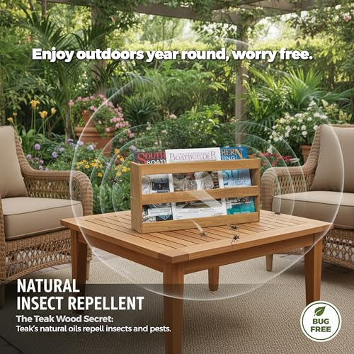 Double-Wide Whitecap Teak Magazine Rack