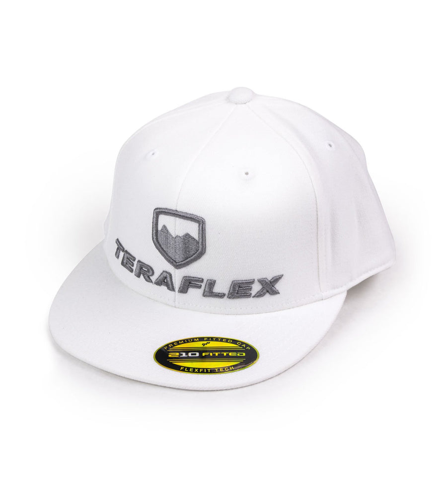 Premium Flexfit Flat Visor TeraFlex Hat, White - Small/Medium, 1 Pack
