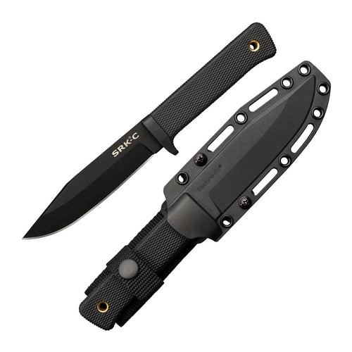 SRK COLD STEEL Compact 5" SK-5 Clip Point Razor-Sharp Blade 4.5" Durable Kray-Ex Handle Tactical Fixed Blade Knife w/Secure-Ex Sheath