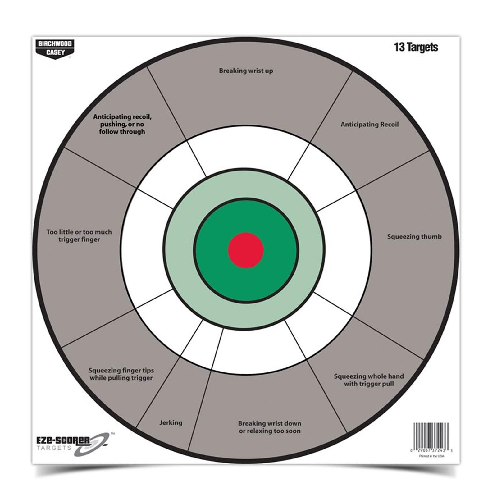 12" Birchwood Casey Eze-Scorer Handgun Trainer Shoot-Up Brilliant White Paper Targets for Indoor and Outdoor Use, 13 Targets