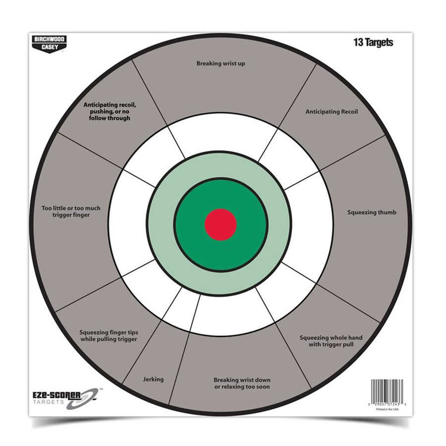 12" Birchwood Casey Eze-Scorer Handgun Trainer Shoot-Up Brilliant White Paper Targets for Indoor and Outdoor Use, 13 Targets
