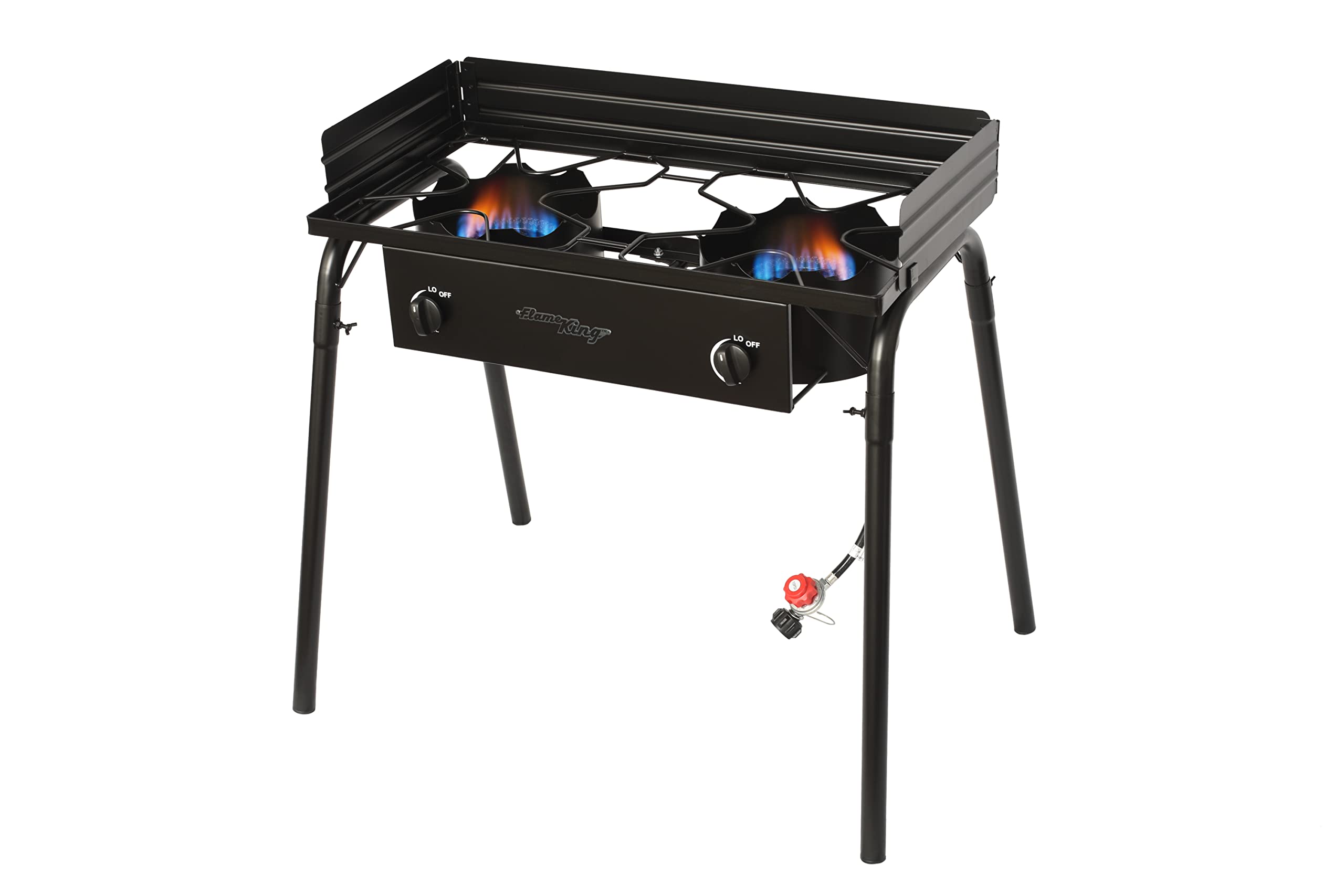Flame King Double Dual Burner Outdoor Propane Stove 200K BTU Turkey Fryer/Camp Cooker, Portable with Stand Great for Backyard Cooking, Home Brewing & Canning