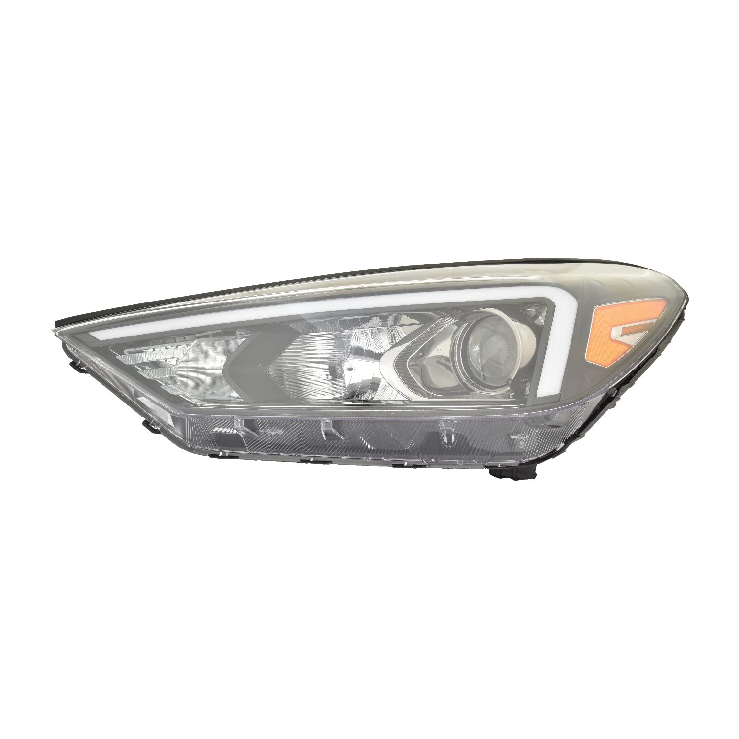 DEPO Automotive ACK for Hyundai Tucson 19-21 Headlight Halogen without LED Position Lamp without Logo HALO LH Driver Side CAPA Replaces OEM: 92101-D3500 Partslink: HY2502234C