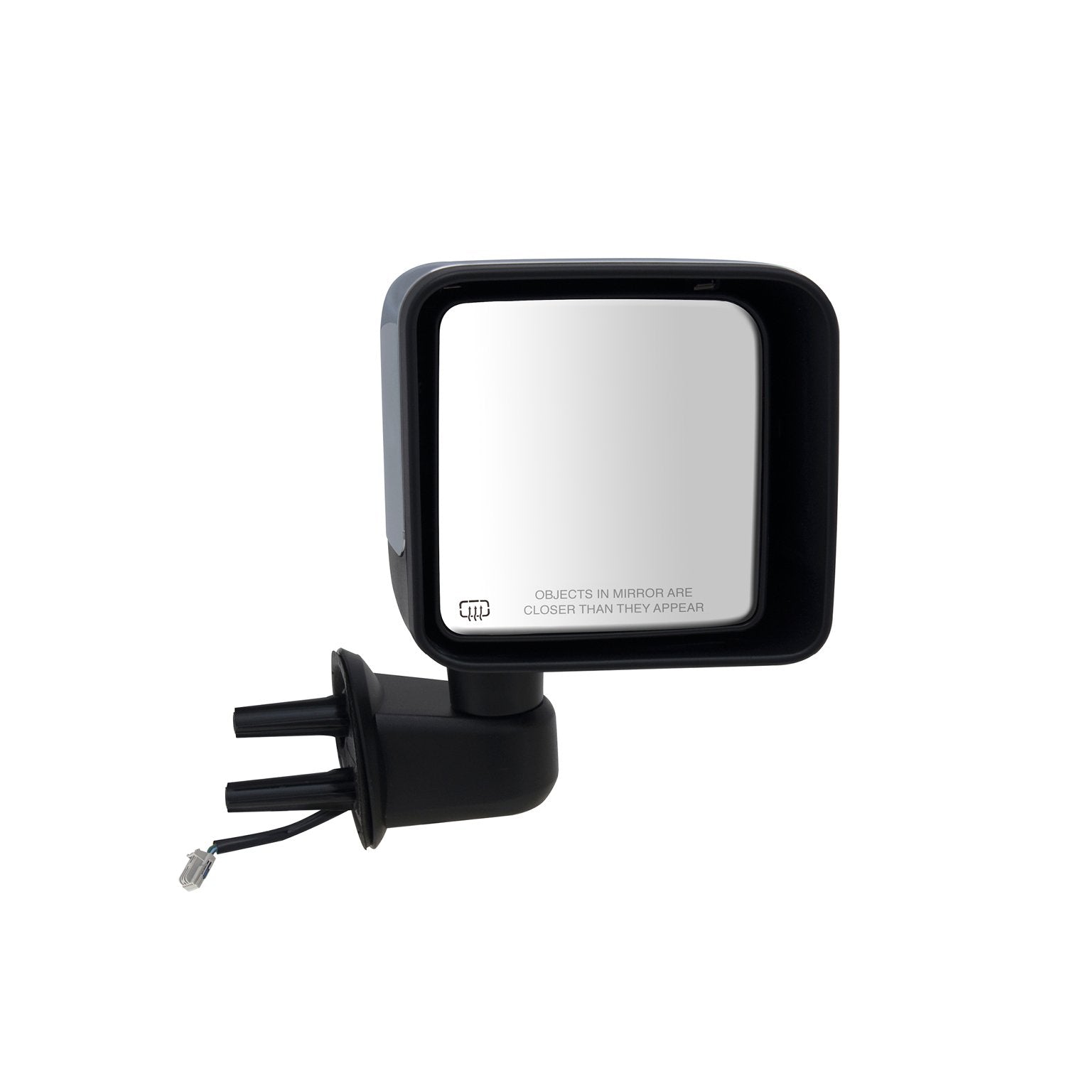 Fit System Mirror Passenger Side for Jeep Wrangler, Textured Black w/Chrome Cover, Heated Power, Foldaway