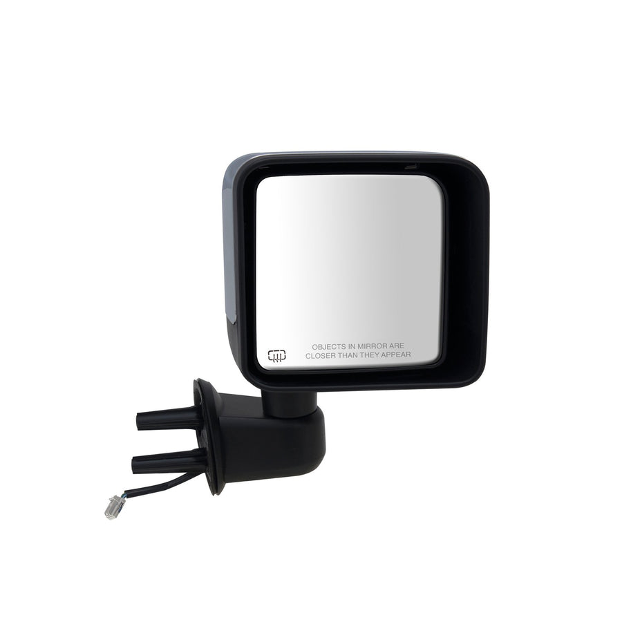 Fit System Mirror Passenger Side for Jeep Wrangler, Textured Black w/Chrome Cover, Heated Power, Foldaway