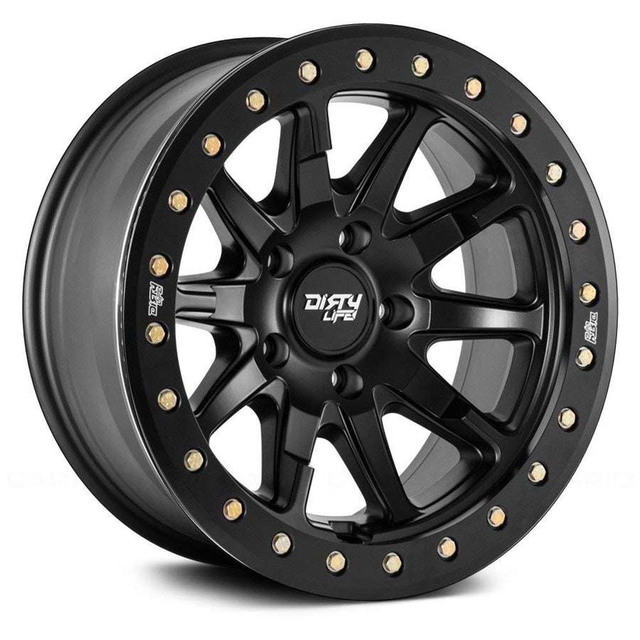 17x9 DT-2, Bolt Pattern: 5x5/, Offset: -12, MATTE BLACK W/SIMULATED RING, set of 1