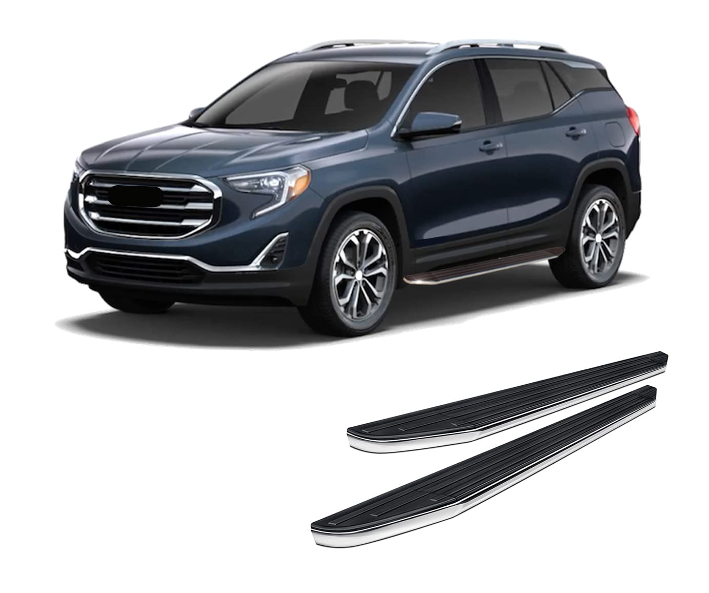 Premium Black Horse Running Boards Black Compatible with 2018-2023 GMC Terrain|2018-2023 Chevrolet Equinox-PR-G769