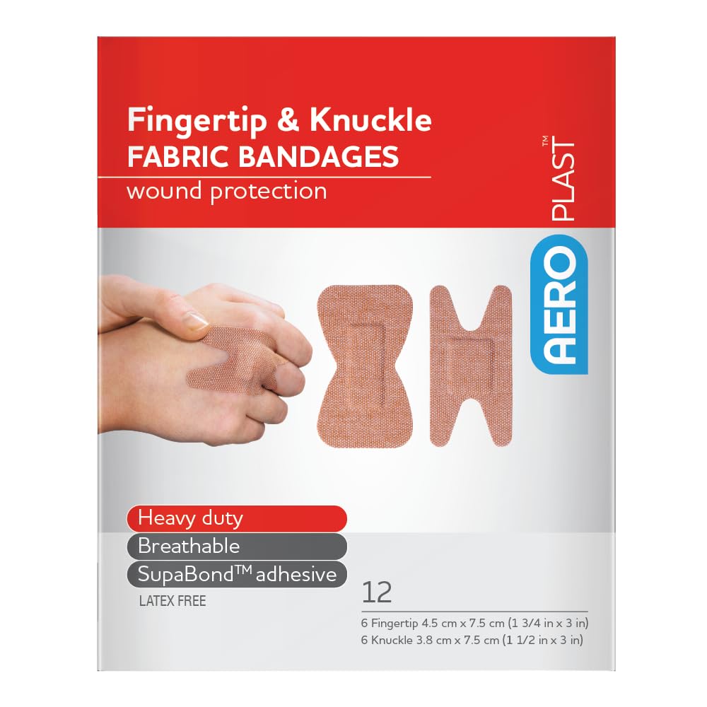 Premium AEROPLAST Fabric Fingertip/Knuckle Dressings Env/12