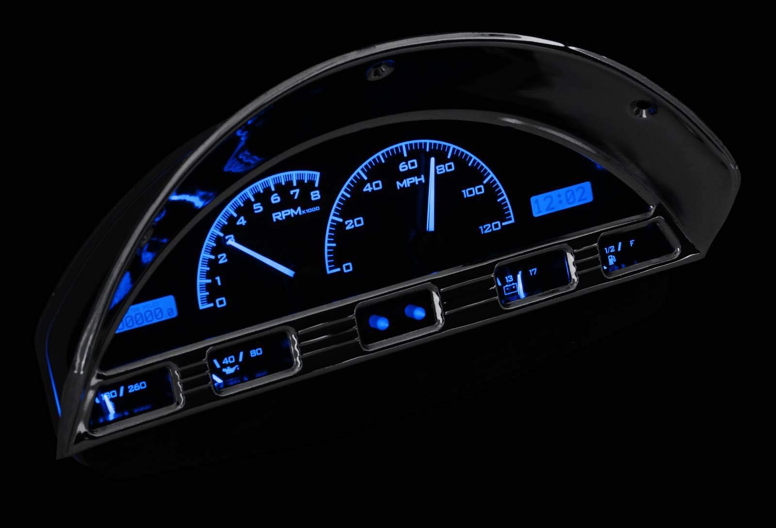 Dakota Digital VHX-56F-PU-C-B Gauge System Analog Dash Compatible with Ford Pickup Truck 1956, Carbon Fiber Style, Blue Backlighting
