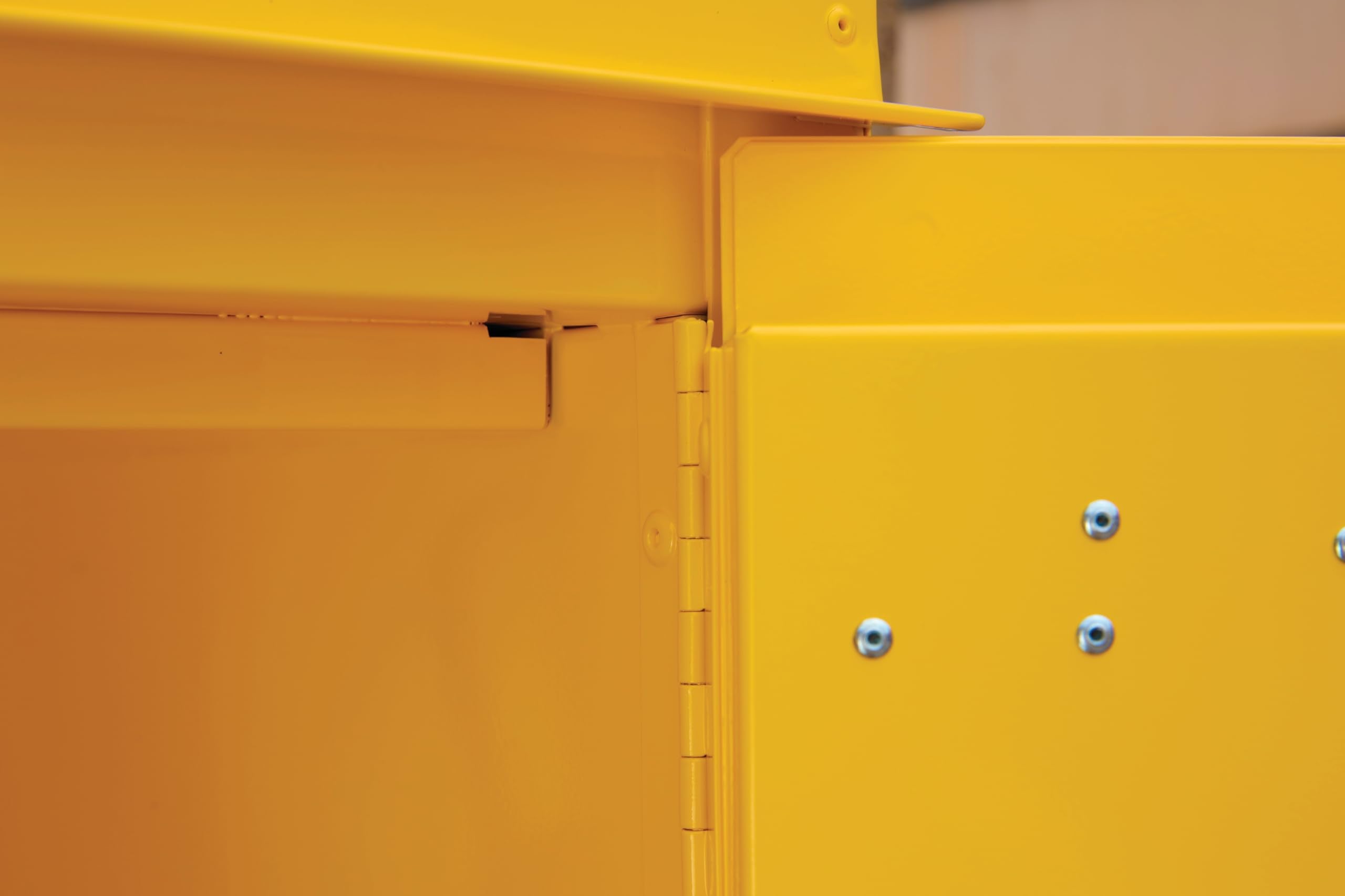 Justrite Outdoor Reinforced Steel Flammable Liquid Storage Cabinet, 2 Shelves with 350 lb. Capacity, 2 Manual-Close Door Fire Cabinet, 30 Gallon, 44"x 43"x 18", Made in The USA, Yellow, 813000