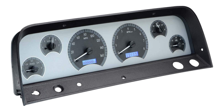 Dakota Digital VHX-64C-PU-S-B Analog Dash Gauge System Compatible with 1964-66 Chevy Pickup Truck Silver Alloy Blue Backlighting