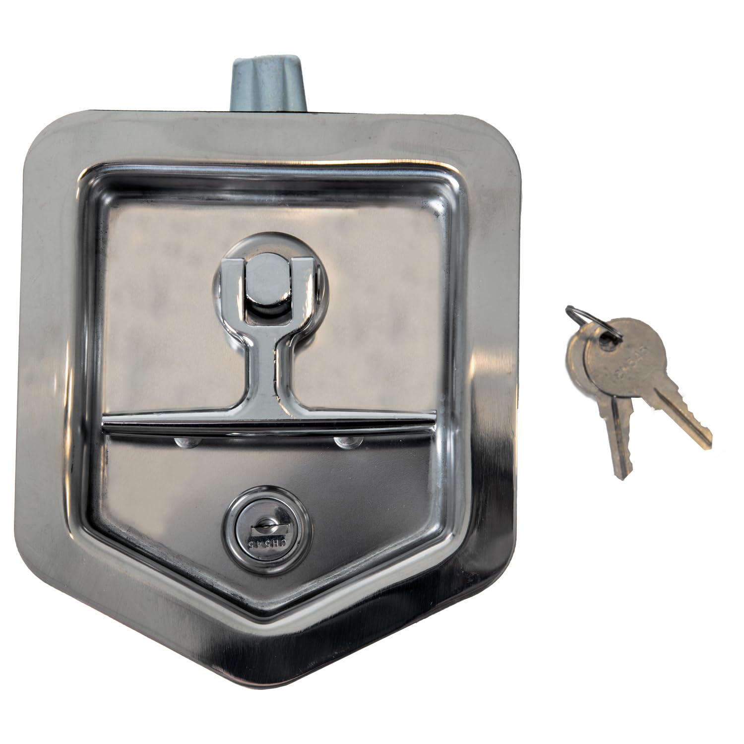 Folding T-Handle Latch Buyers Products L8816 – Stainless Steel Lock for Truck Tool Box, Trailer Tool Box, Cabinets, Storage Chests – Adjustable Cam, Water-Tight, Heavy-Duty Door Lock, Includes Key Set