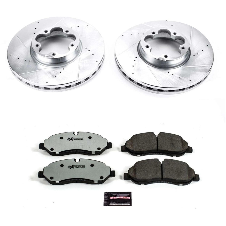Power Stop K7148-36 Z36 Front Truck & Tow Brake Kit, Carbon Fiber Ceramic Brake Pads and Drilled/Slotted Brake Rotors For Ford Transit-350 HD 2015-2019 [Model Specific]