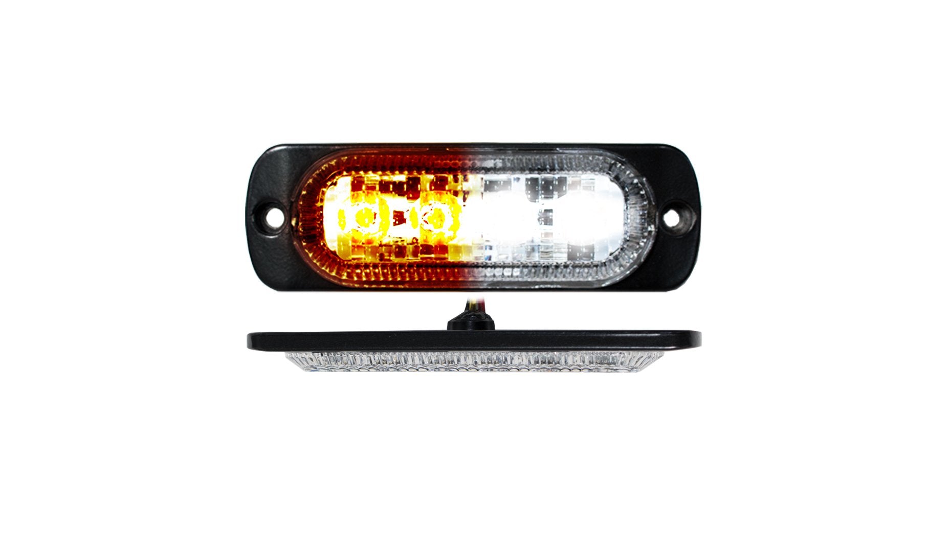 Race Sport Lighting RACESPORT 4-LED LT RS70014W-A Ultra Slim Flush Mount 19-Flash Pattern Marker Strobe Light (White/Amber)