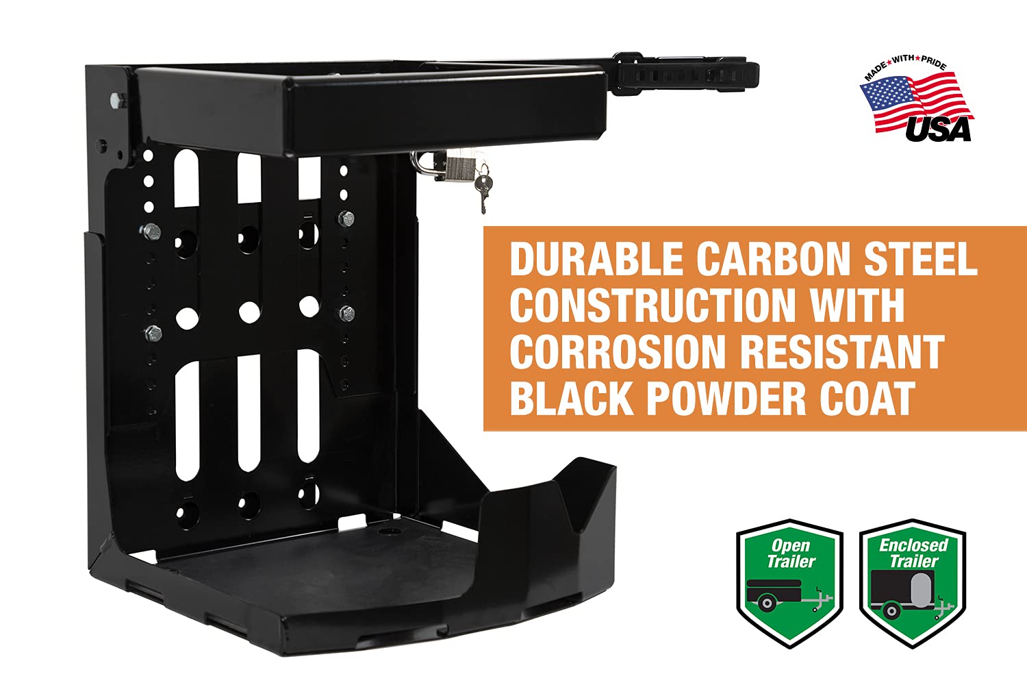 Buyers Products Universal Lockable Backpack Blower Rack For Open & Enclosed Landscape Trailers, Quick Bolt-On Application, Adjustable Height To Fit All Blower Makes & Models, Made In The USA