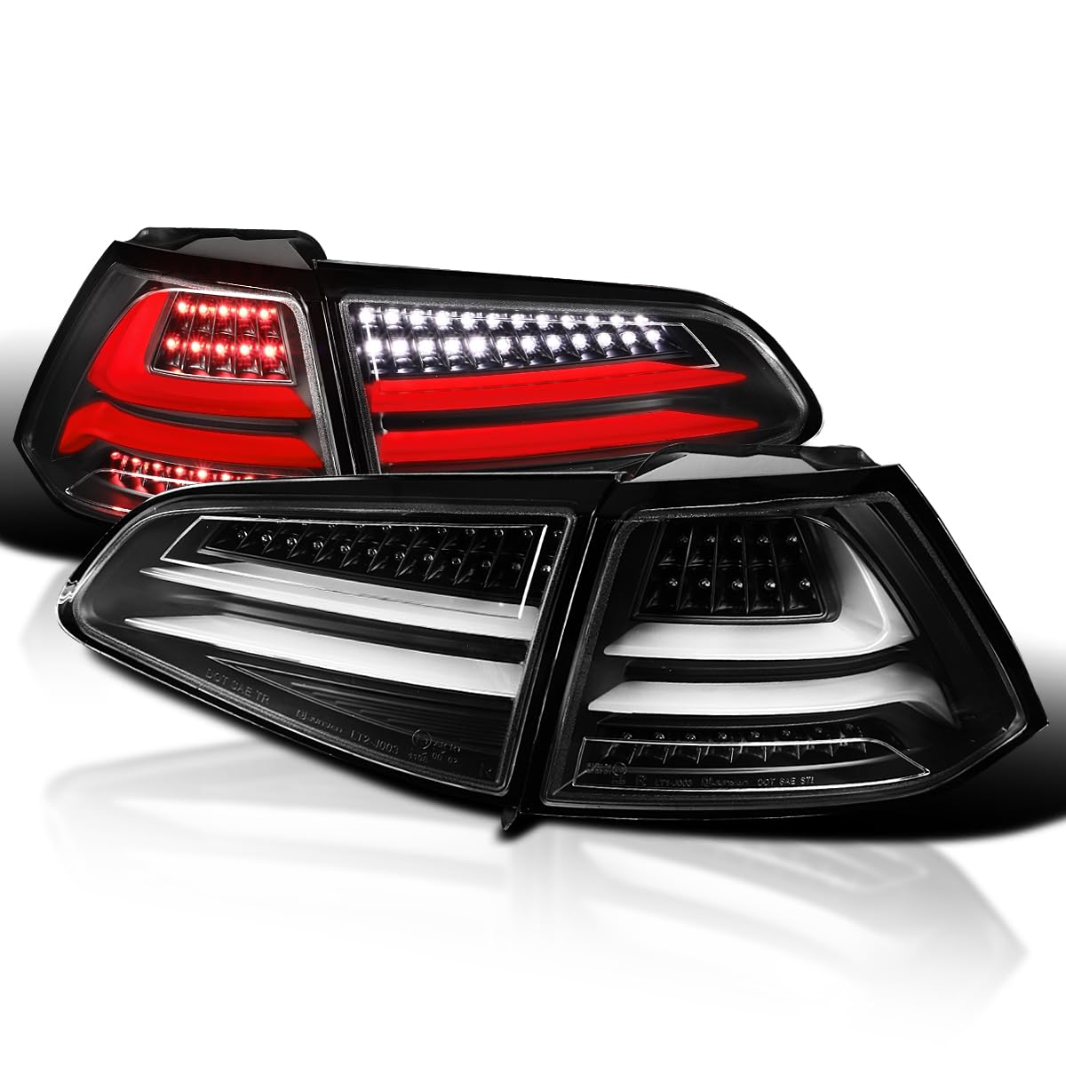 Black LED Bar Tail Lights SPEC-D TUNING Compatible with 2015-2017 Volkswagen Golf GTI Models, Left + Right Pair Assembly