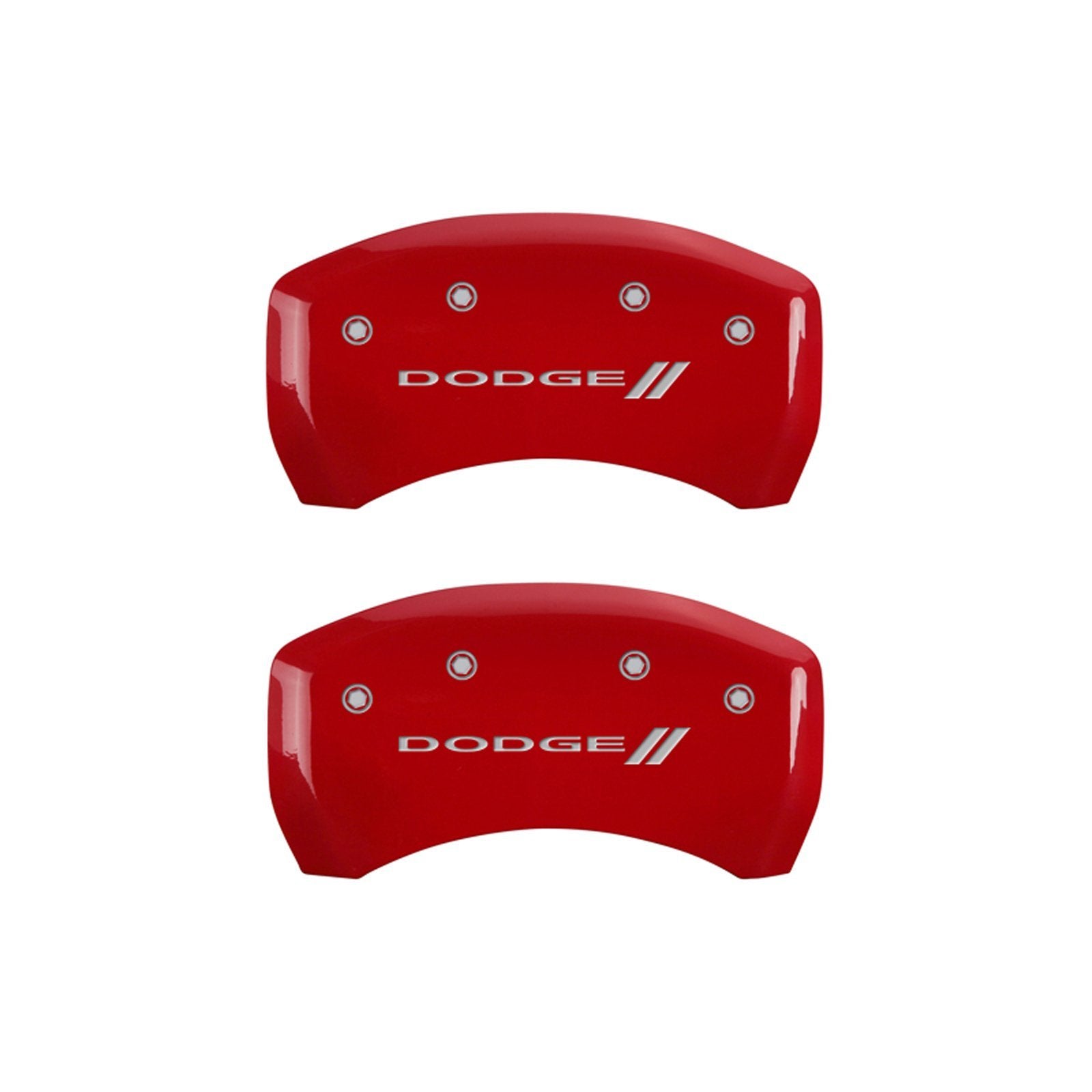 MGP Caliper Covers 12005SDD3RD Engraved Dodge ll Caliper Cover with Red Powder Coat Finish and Silver Characters, (Set of 4)