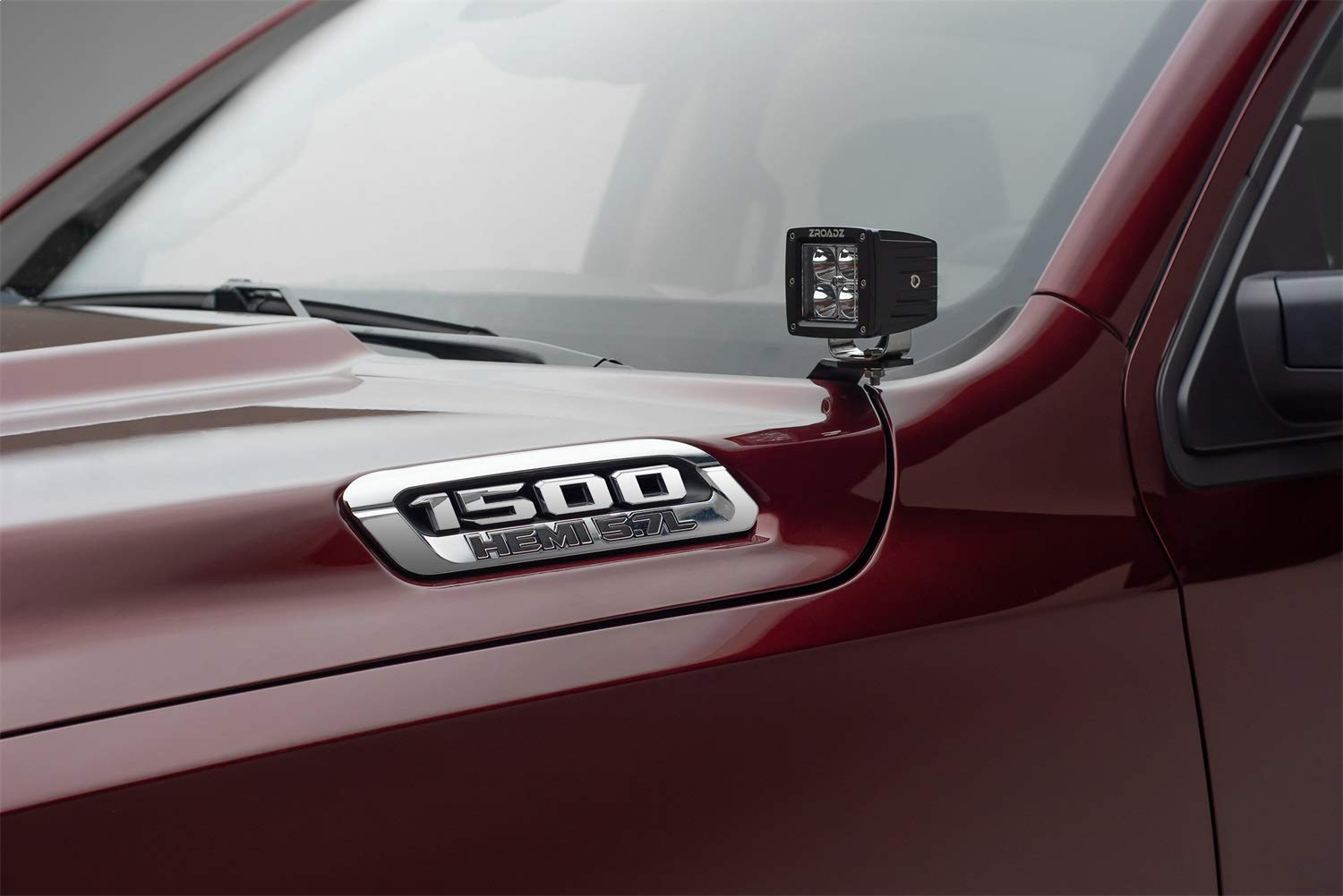 ZROADZ LED Kit Ditch Hood Hinge - Compatible w/ 2019-2022 Ram Rebel - Incl. (2) 3 Inch LED Pod Lights - Mild Steel Gloss Black Finish - Bolt-On Easy Installation - PN #Z364721-KIT2