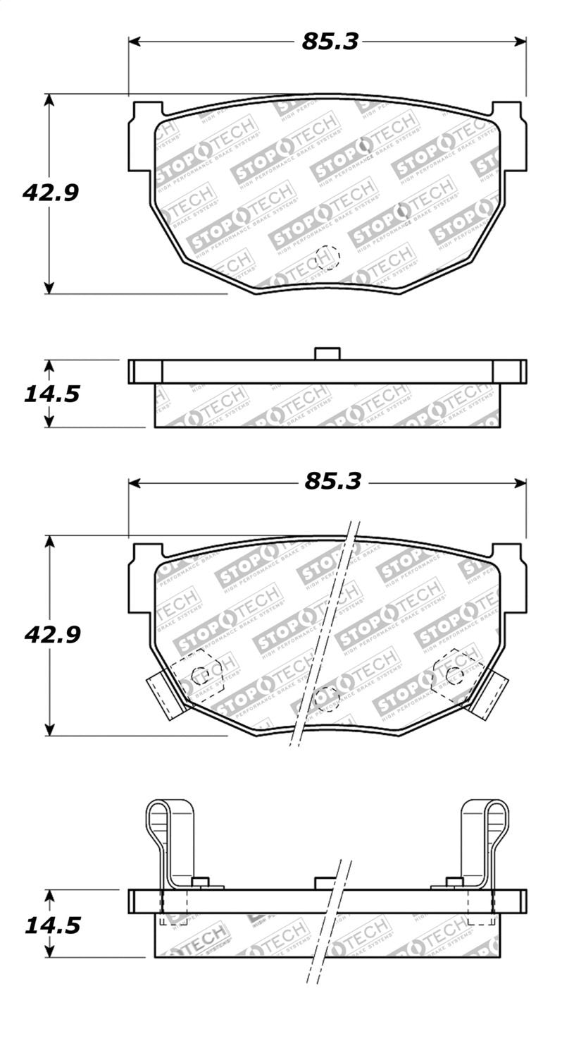 Rear StopTech 308.02720 Brake Pads with Shims and Hardware Street