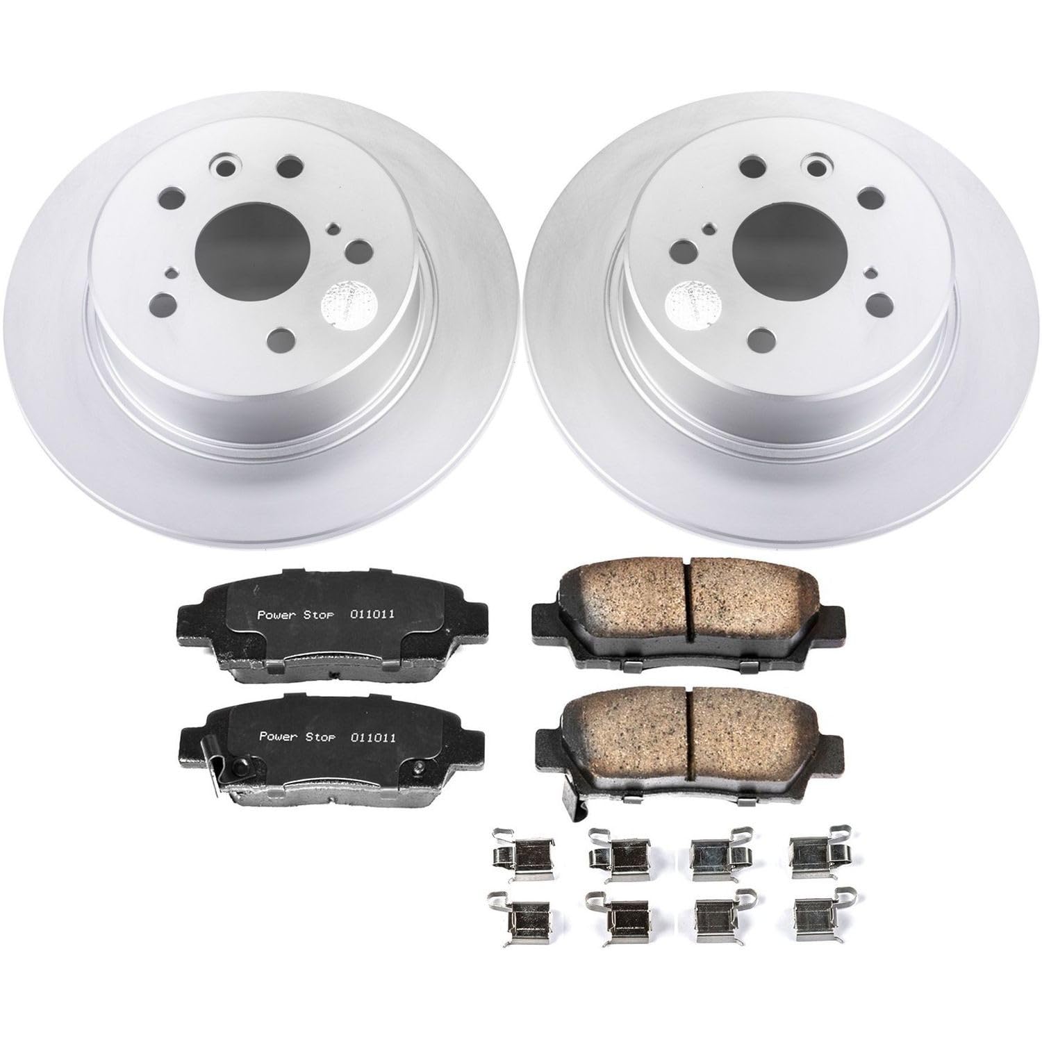 Coated Brake Rotor Power Stop CRK5103 and Ceramic Brake Pads- Rear For Toyota Avalon 1995-1999 [Model Specific]