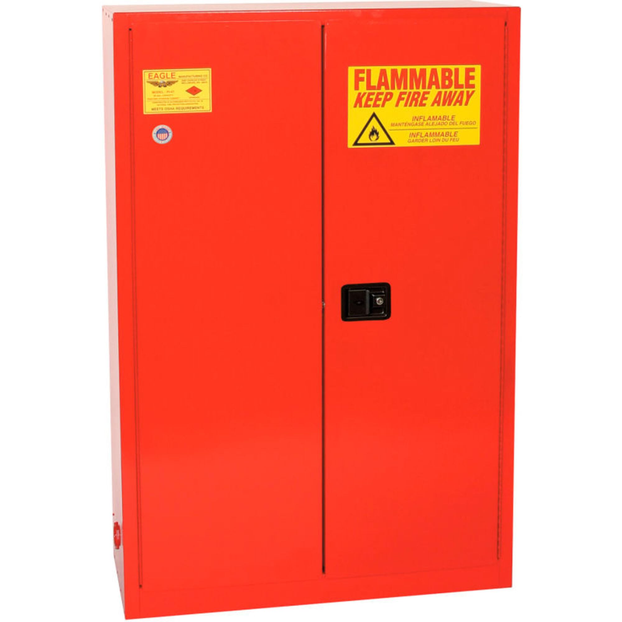 Eagle Paint & Ink 60 Gallon Safety Cabinet, 5 Shelves, 2 Door, Sliding Self-Close, Red, PI45X