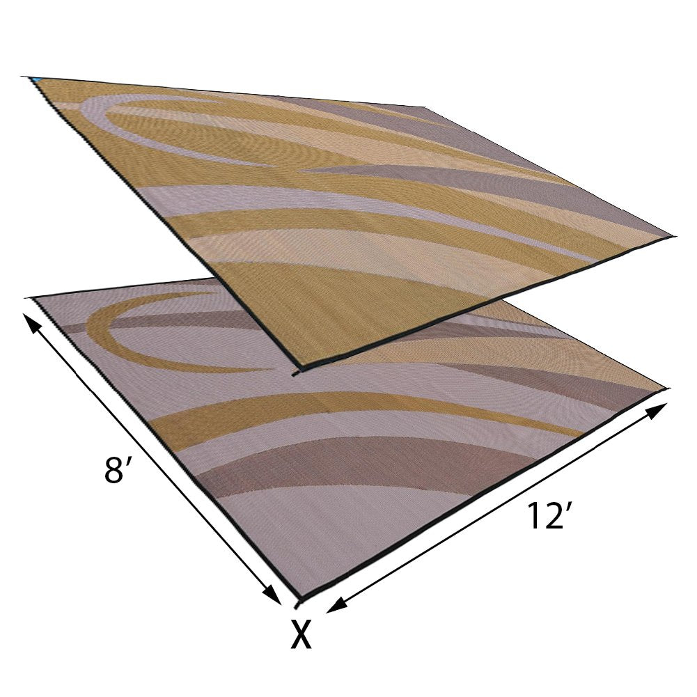 Camping Stylish GA7 Brown/Gold 8' x 12' Graphic Mat