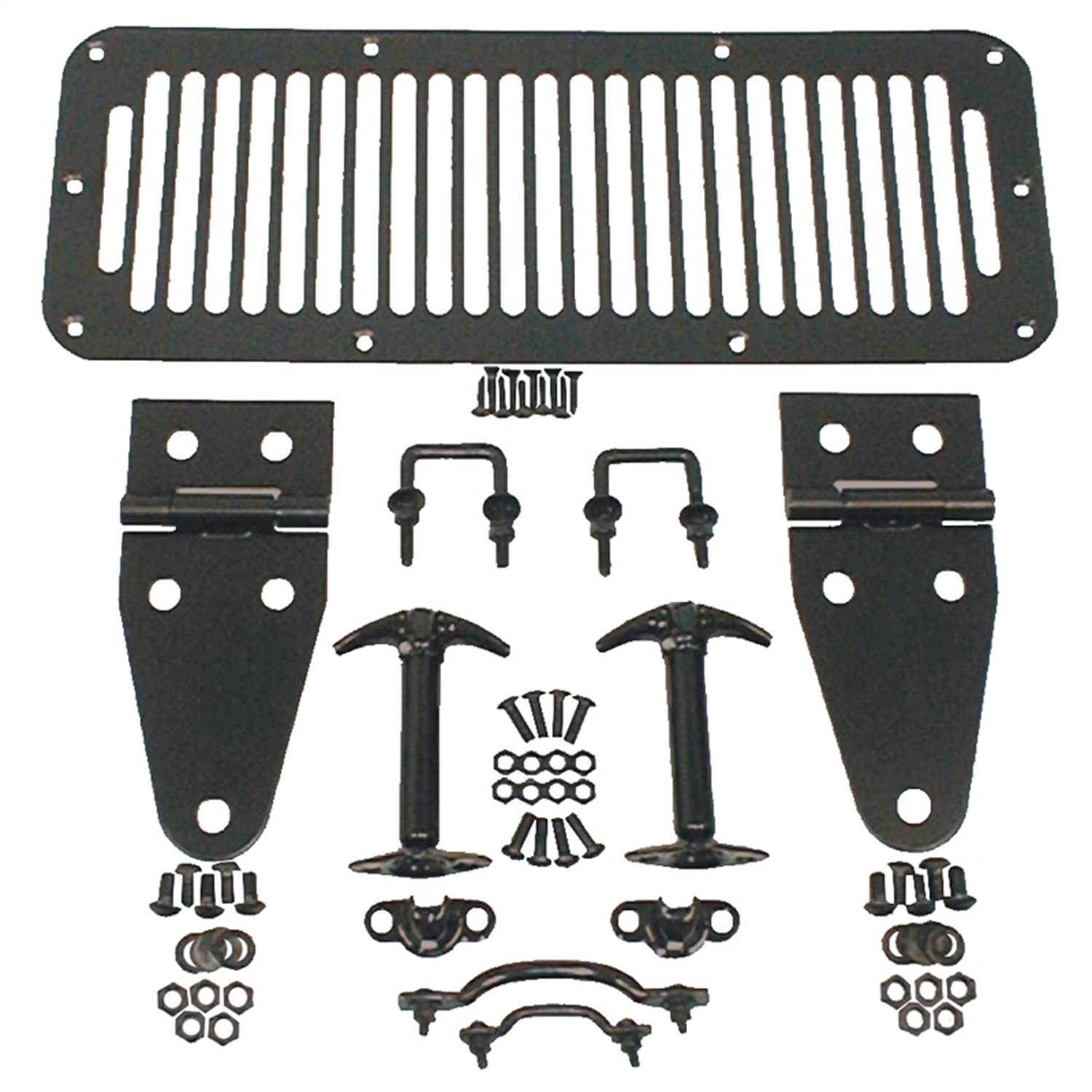 Hood Kit Rugged Ridge for Jeep CJ/Wrangler YJ | Steel, Black | 11201.01 | Fits 1976-1986 Jeep CJ; 1987-1995 Jeep Wrangler YJ