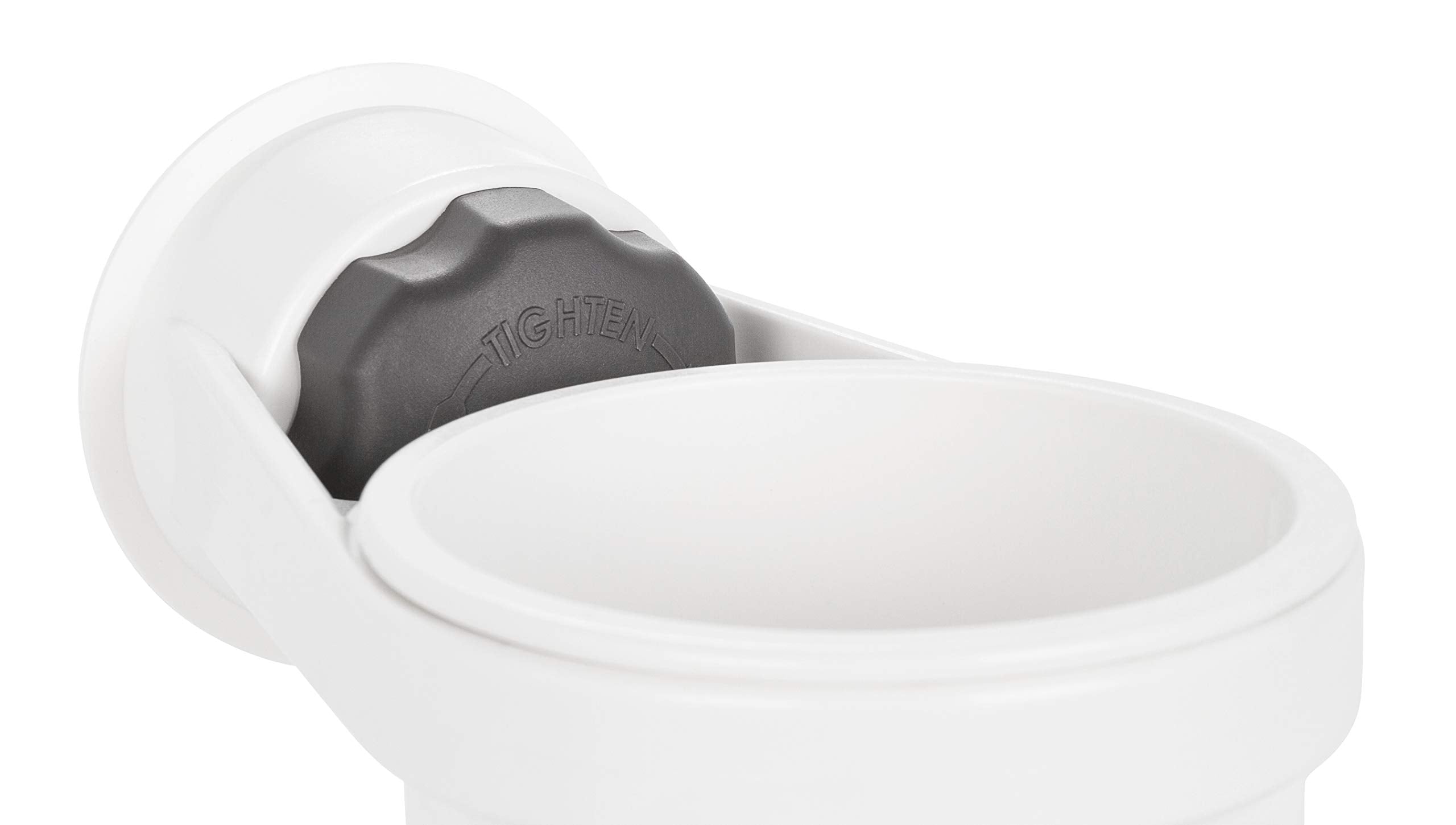 Cup Holder Camco with Mechanical Suction Cup - Provides a Secure Location for Your Beverage - Compatible with Most Cups, Cans, Bottles and Tumblers - White (53084)