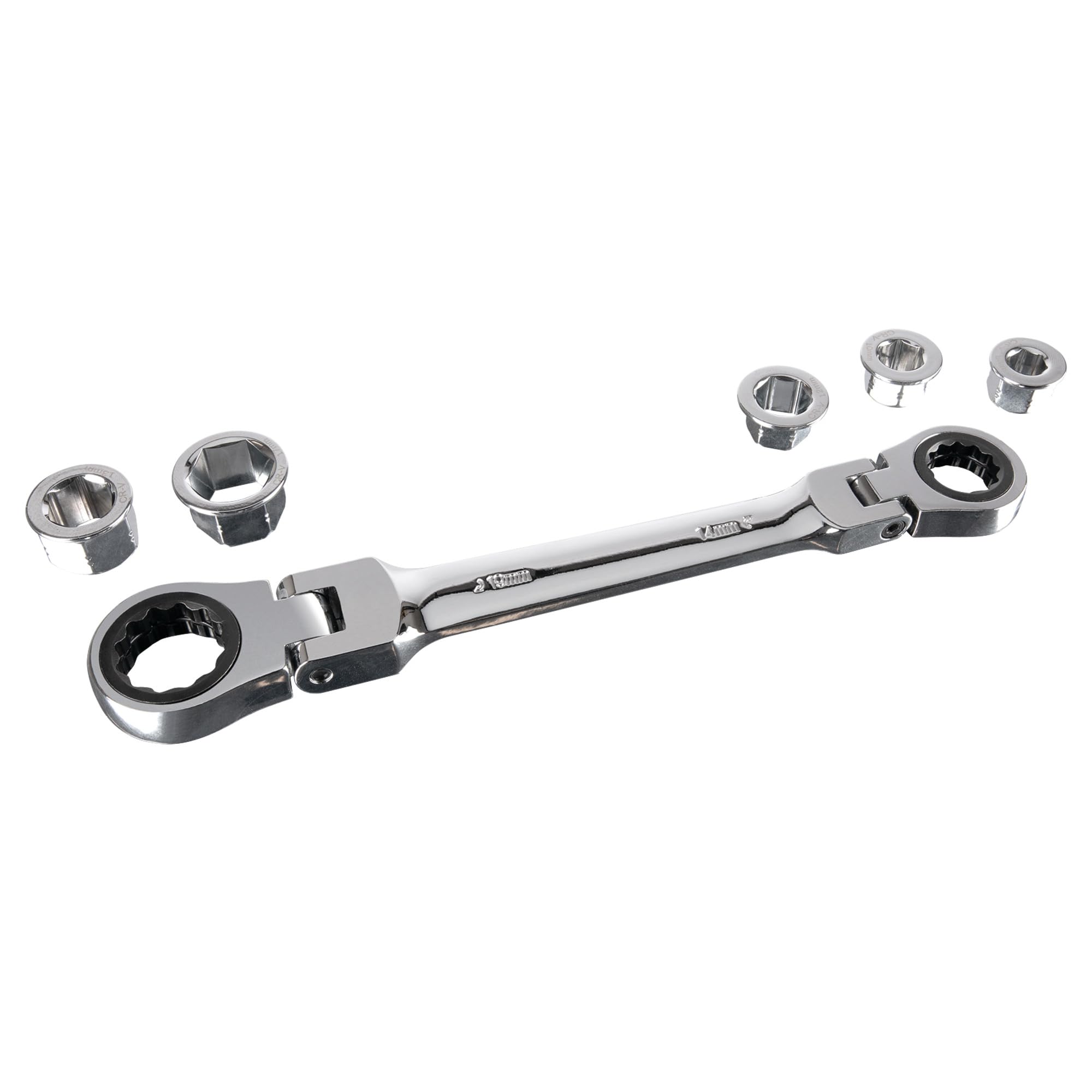 W30649 Performance Tool Flex Head Ratcheting Wrench Set - 7 Piece Metric, Low Profile, 72 Tooth, with Reusable Storage Case
