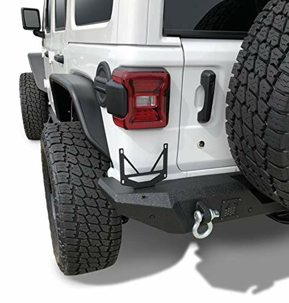 Jeep Wrangler JL 2018–2025 Rear Bumper Fits One-Piece Textured Black Steel Bumper, Direct-Fit, 2 Inch Receiver, D-Ring Mounts & D-Rings, License Plate Bracket TrailFX JL06T