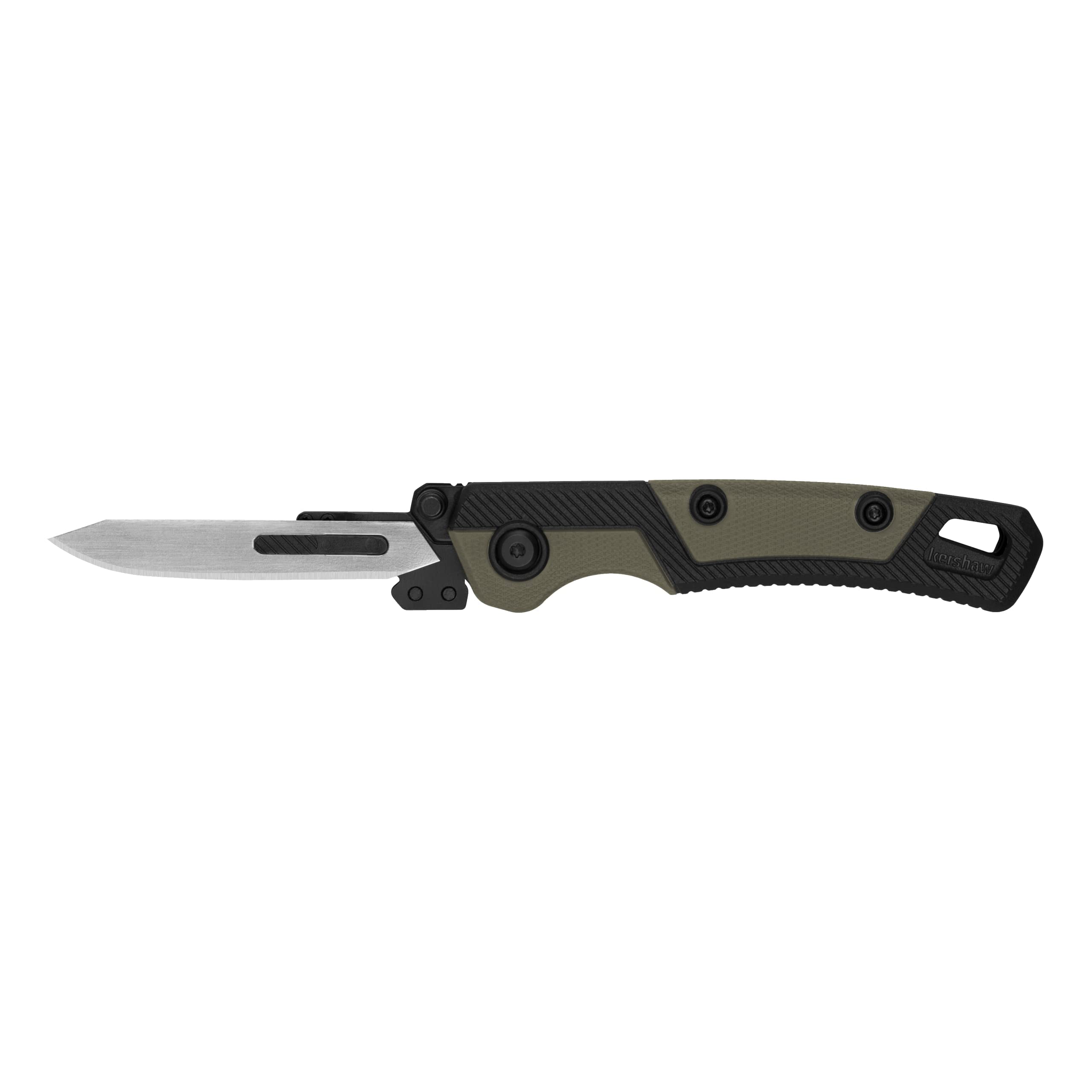 Kershaw RBK2 Lonerock, New Skinning and Caping Folding Knife, 2.8 inch Replaceable Surgical Blades, Includes Sheath and Extra Handle