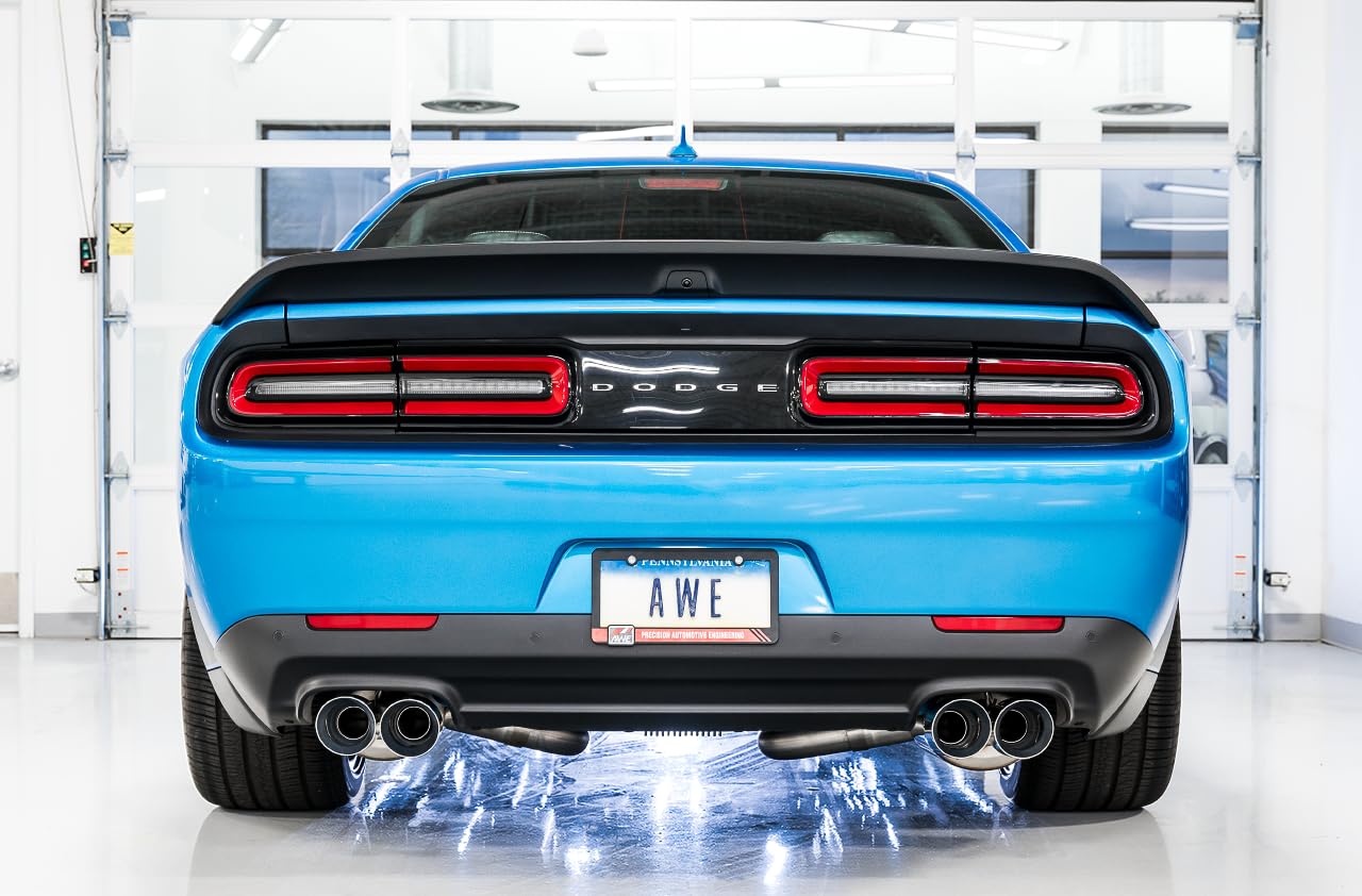 Dodge Challenger AWE Tuning 2015+ 6.4L/6.2L Non-Resonated Touring Edition Exhaust - Quad Silver Tips