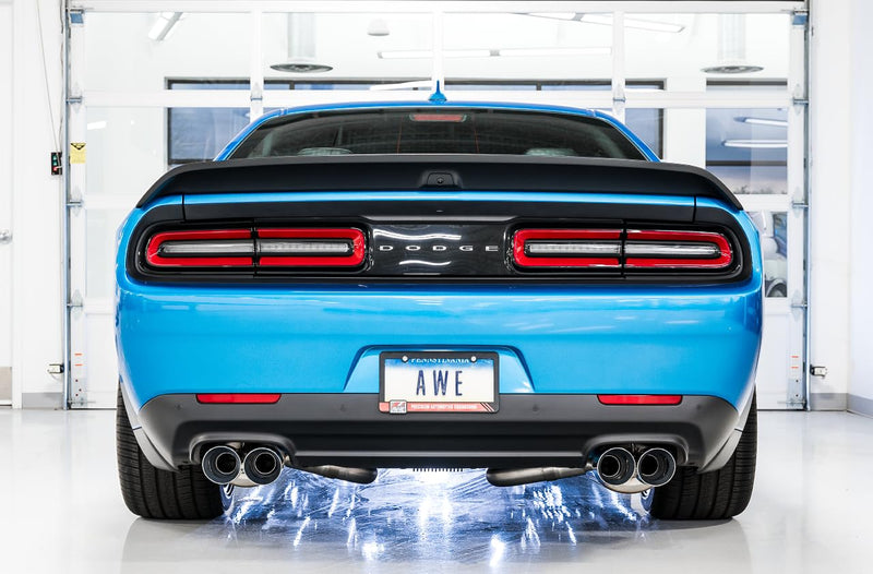 Dodge Challenger AWE Tuning 2015+ 6.4L/6.2L Non-Resonated Touring Edition Exhaust - Quad Silver Tips