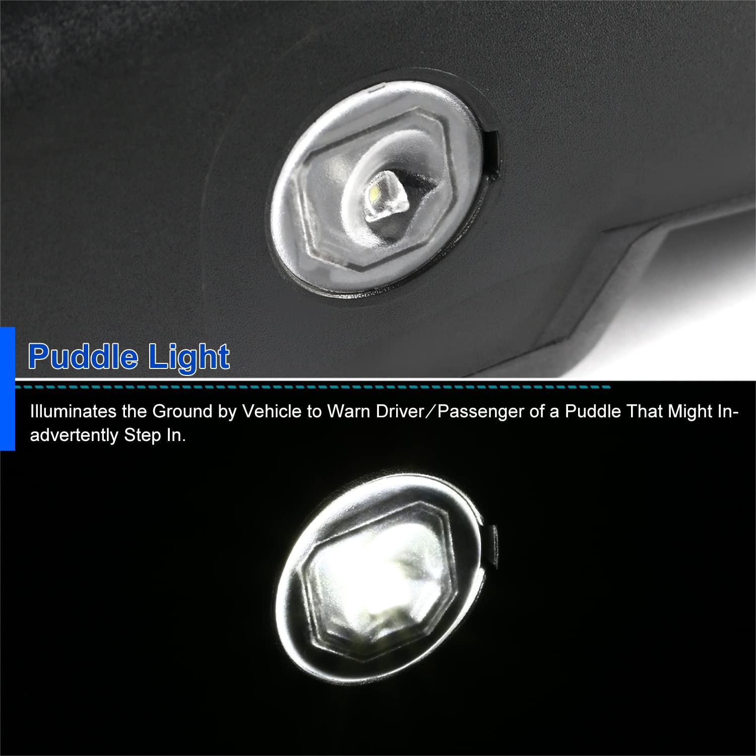 Power Spec-D Tuning Heat LED Signal + Puddle Light Right Passenger Side Mirror Compatible with Chevy Silverado GMC Sierra 2014-2018