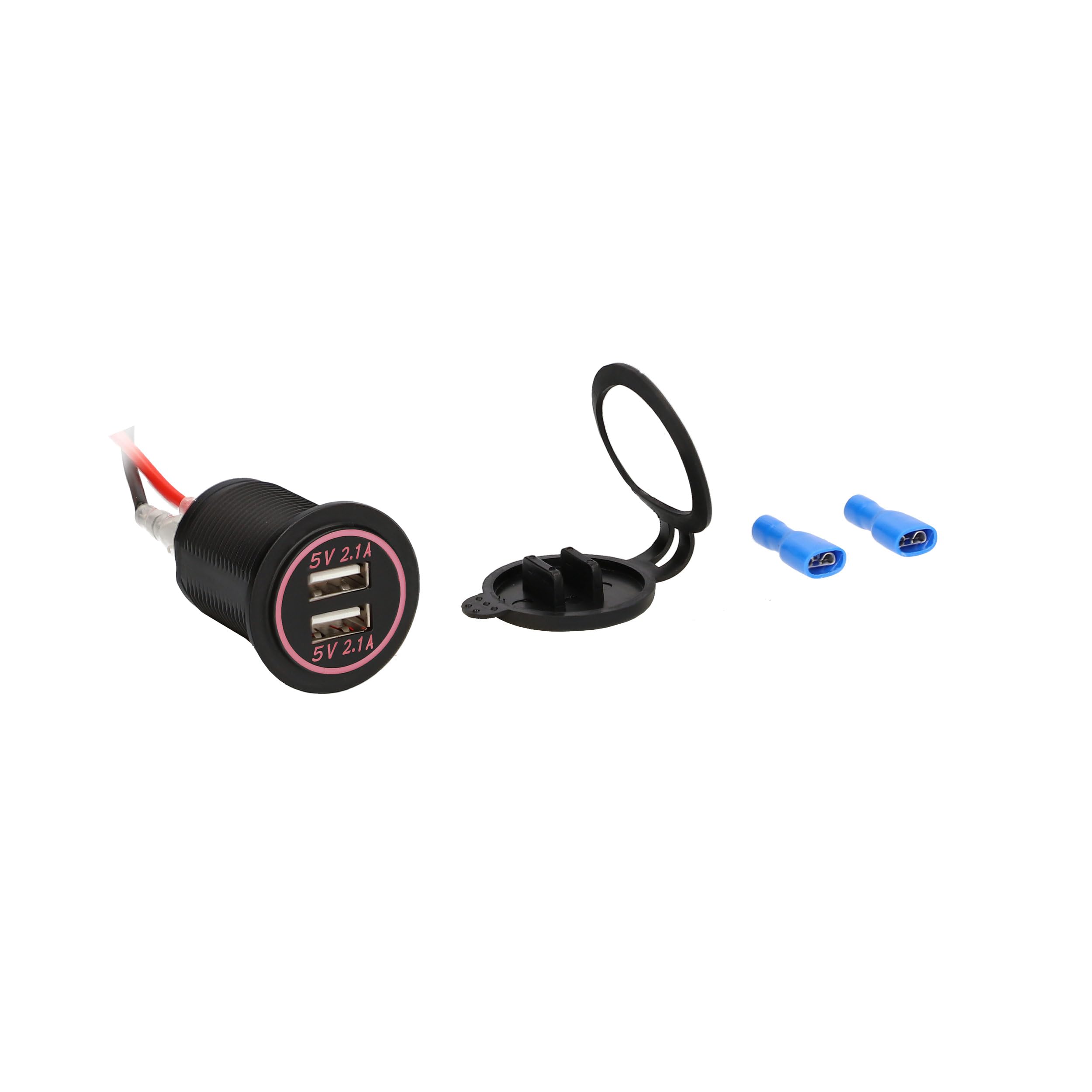 Dual USB Charger Install Bay - 4.2 Amp Flush Mount - Red - Retail Pack