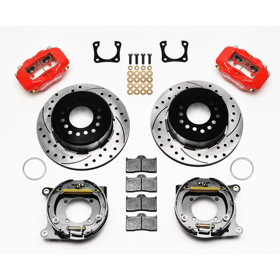 140-7578-DR WILWOOD P/S Park Brake Kit, Drilled, Red Chevy 12 Bolt-Spec 3.15" Brng