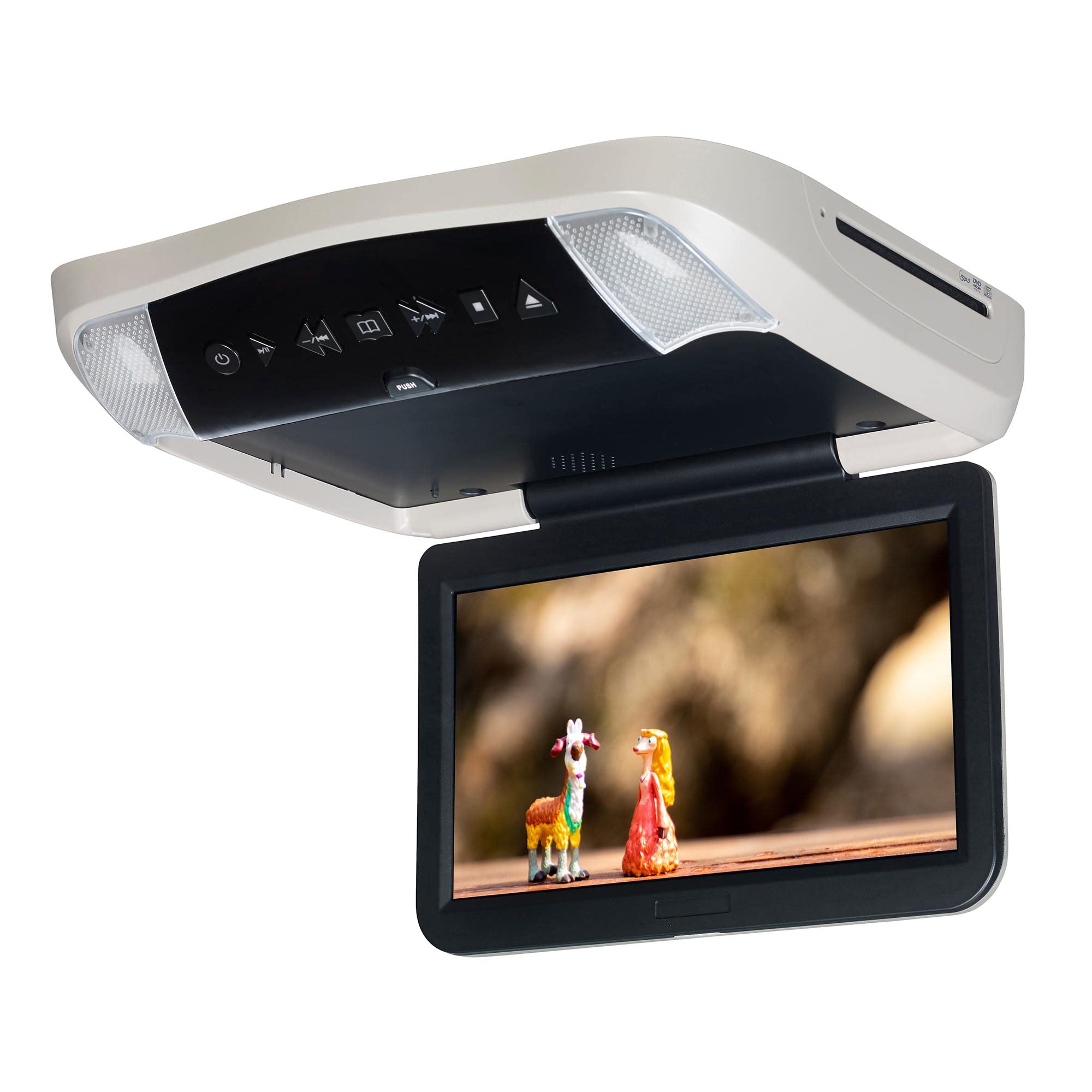 Overhead Monitors Audiovox VODP10 with 2 Wireless Headphones, DVD Players with Three Snap-on Bezels in Black, Shale and Pewter